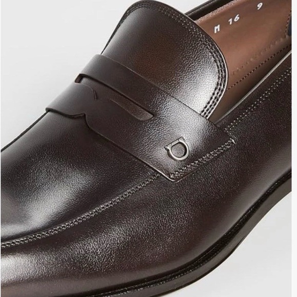 New Salvatore Ferragamo Tito Penny Men Leather Moccasin Loafers Brown US 13 M - Picture 3 of 5